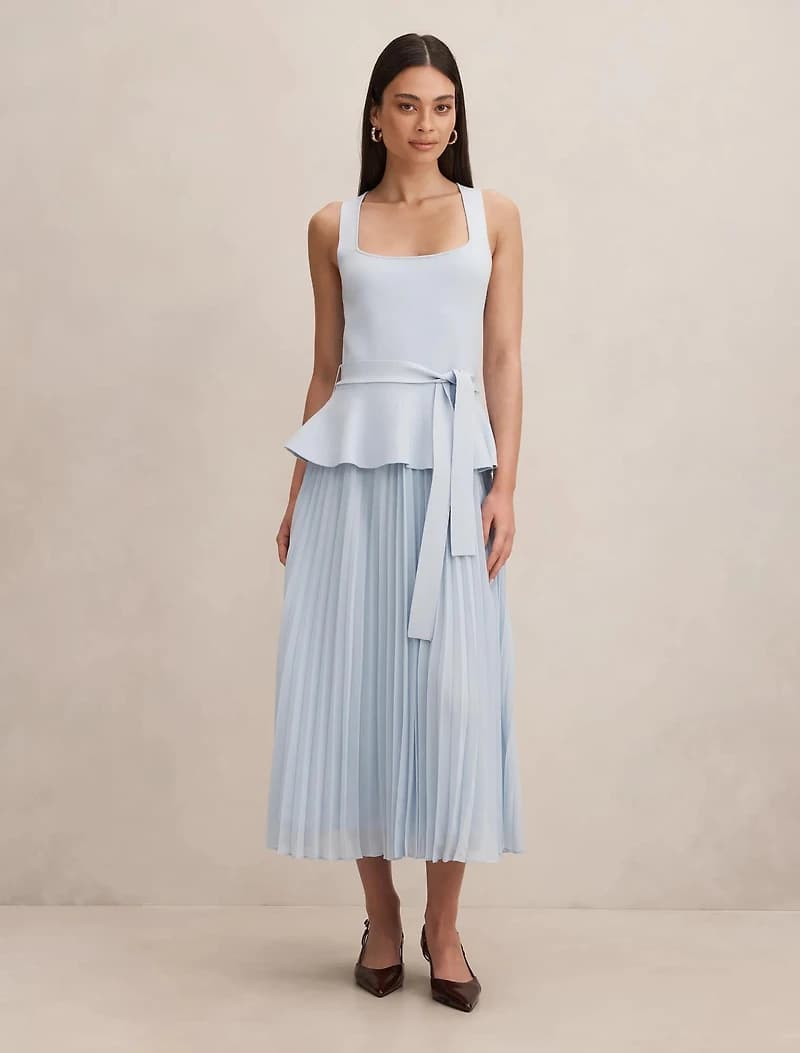 Peony Pleat Mixed Dress