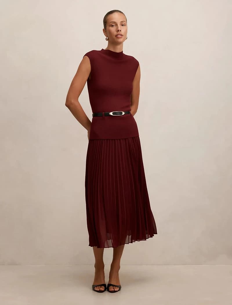 Lorelei Woven Mixed Midi Dress