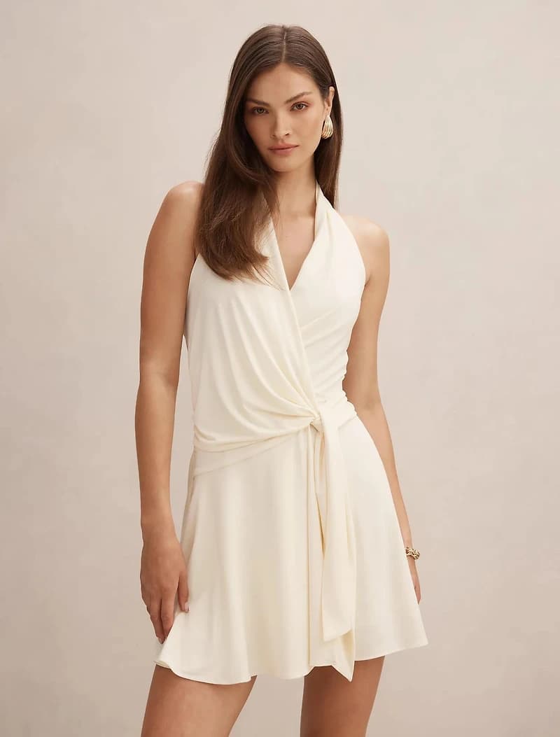 Aaliyah Wrap Halter Mini Dress