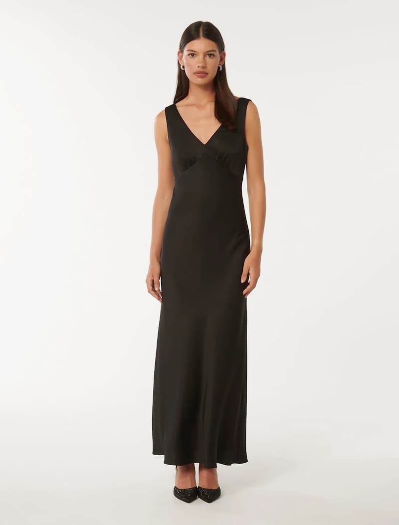 Cameron V Neck Satin Maxi