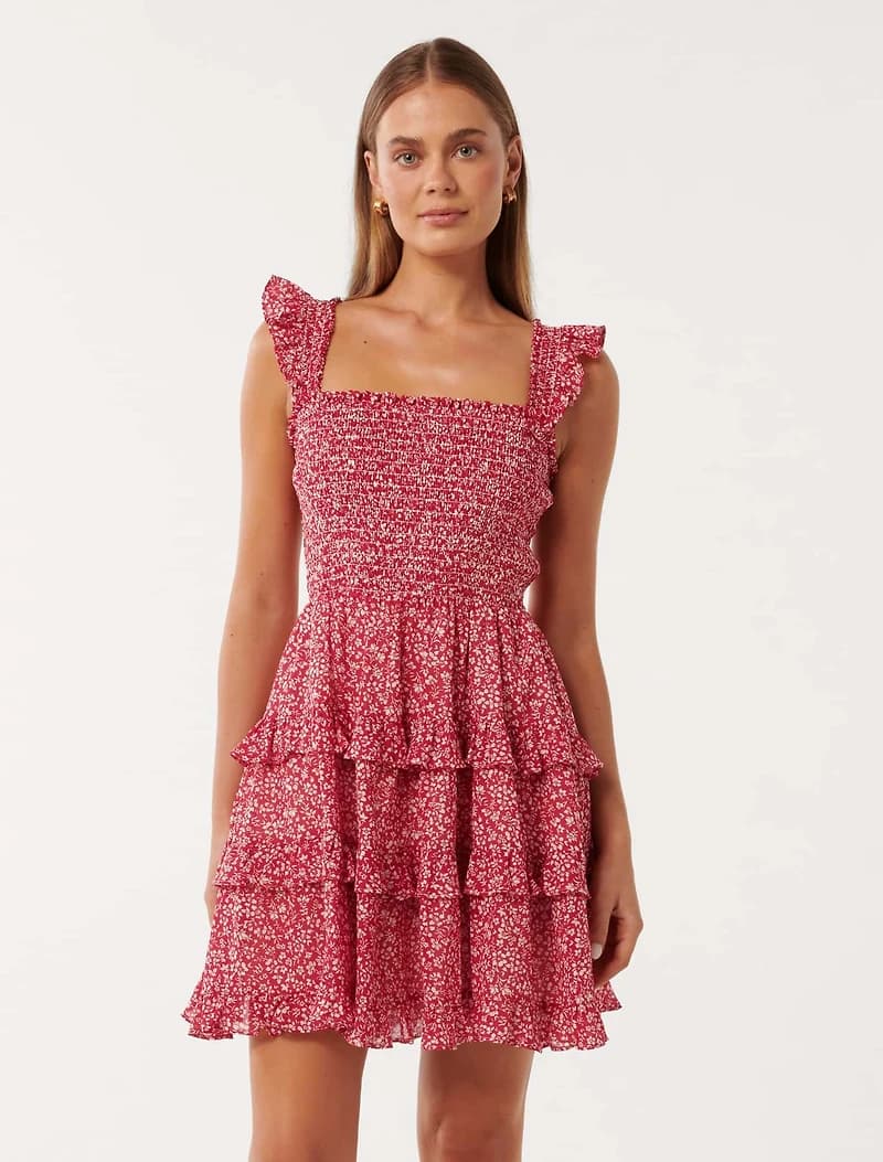 Odette Printed Cotton Mini Dress